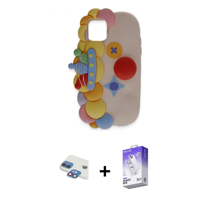 MARSİLYAN™- iPhone 11 Kılıf Akış Yansıma - Siyah Bilvis 5in1 3D Magic Cam Ekran Koruyucu + Pers Alüminyum Kamera Lens - GI