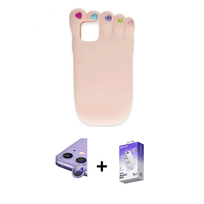 MARSİLYAN™- iPhone 11 Kılıf Akış Yansıma - Siyah Bilvis 5in1 3D Magic Cam Ekran Koruyucu + Raze Metal Kamera Lens - MR