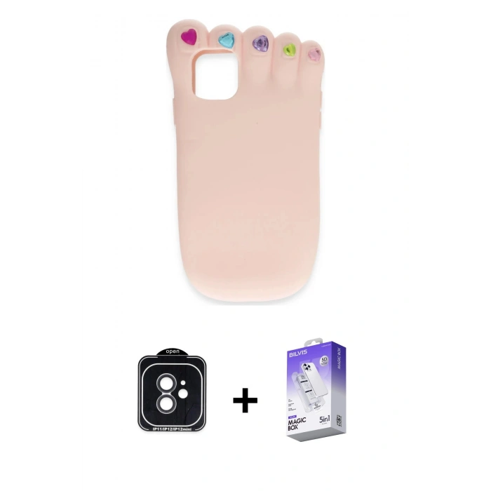 MARSİLYAN™- iPhone 11 Kılıf Akış Yansıma - Siyah Bilvis 5in1 3D Magic Cam Ekran Koruyucu + PVD Metal Kamera Lens - SH