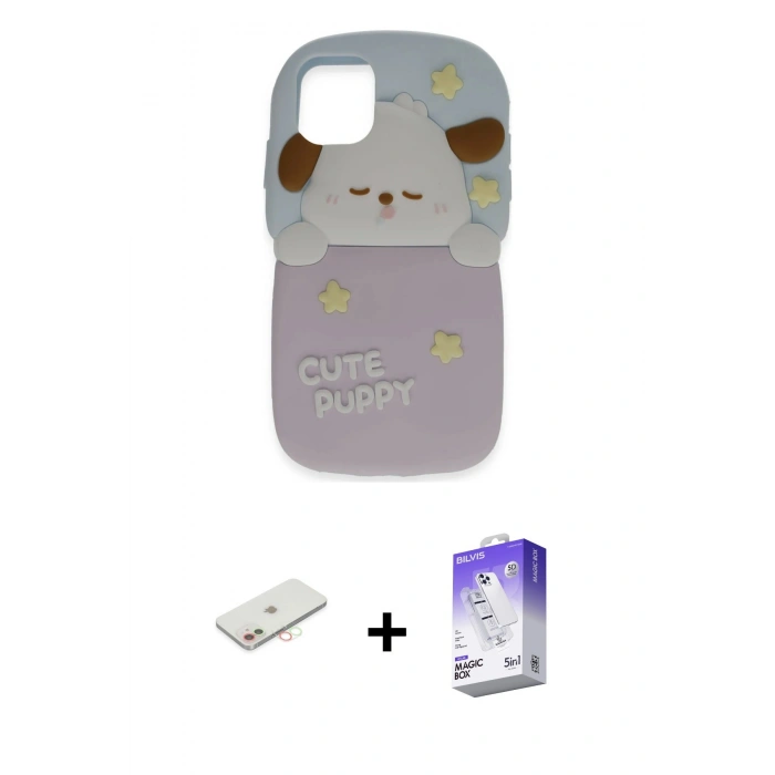 MARSİLYAN™- iPhone 11 Kılıf Akış Yansıma - Siyah Bilvis 5in1 3D Magic Cam Ekran Koruyucu + Yeşil Renkli Kamera Lens Koruma Cam