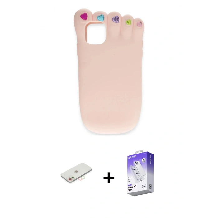 MARSİLYAN™- iPhone 11 Kılıf Akış Yansıma - Siyah Bilvis 5in1 3D Magic Cam Ekran Koruyucu + Yeşil Renkli Kamera Lens Koruma Cam