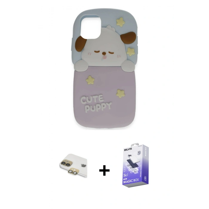 MARSİLYAN™- iPhone 11 Kılıf Akış Yansıma - Siyah Bilvis 5in1 5D Magic Hayalet Cam Ekran Koruyucu + Gold Pers Alüminyum Kamera Lens