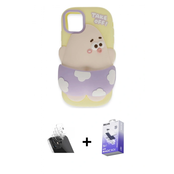 MARSİLYAN™- iPhone 11 Kılıf Akış Yansıma - Siyah Bilvis 5in1 5D Magic Hayalet Cam Ekran Koruyucu + Kamera Lens Koruma Cam - SF