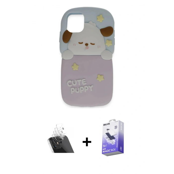 MARSİLYAN™- iPhone 11 Kılıf Akış Yansıma - Siyah Bilvis 5in1 5D Magic Hayalet Cam Ekran Koruyucu + Kamera Lens Koruma Cam - SF