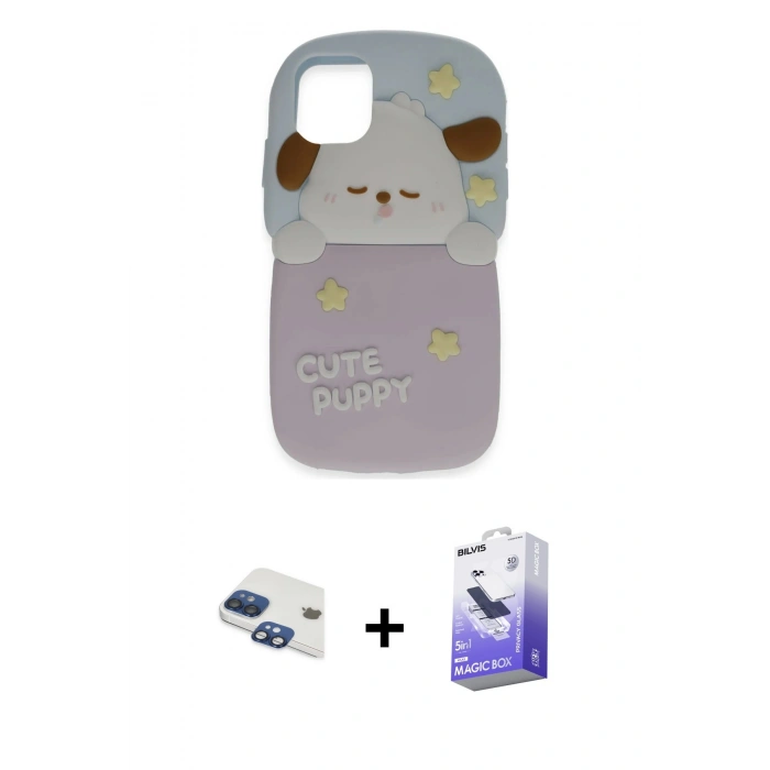 MARSİLYAN™- iPhone 11 Kılıf Akış Yansıma - Siyah Bilvis 5in1 5D Magic Hayalet Cam Ekran Koruyucu + Pers Alüminyum Kamera Lens - LT