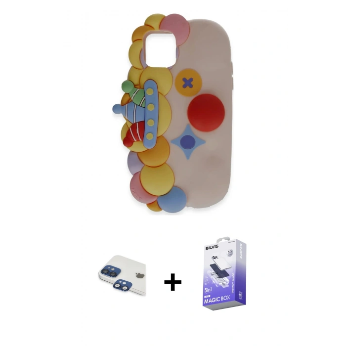 MARSİLYAN™- iPhone 11 Kılıf Akış Yansıma - Siyah Bilvis 5in1 5D Magic Hayalet Cam Ekran Koruyucu + Pers Alüminyum Kamera Lens - LT