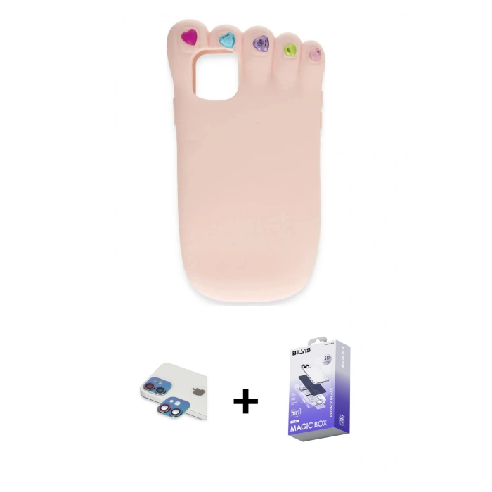 MARSİLYAN™- iPhone 11 Kılıf Akış Yansıma - Siyah Bilvis 5in1 5D Magic Hayalet Cam Ekran Koruyucu + Pers Alüminyum Kamera Lens - GI