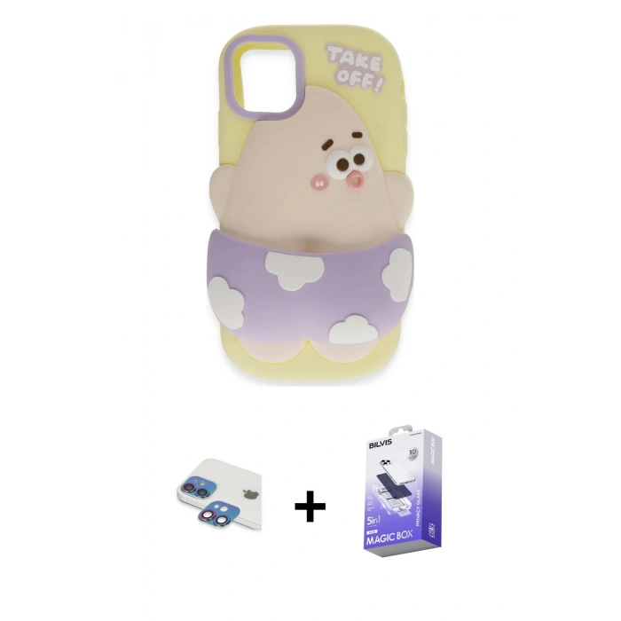 MARSİLYAN™- iPhone 11 Kılıf Akış Yansıma - Siyah Bilvis 5in1 5D Magic Hayalet Cam Ekran Koruyucu + Pers Alüminyum Kamera Lens - GI