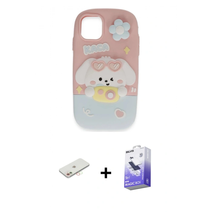 MARSİLYAN™- iPhone 11 Kılıf Akış Yansıma - Siyah Bilvis 5in1 5D Magic Hayalet Cam Ekran Koruyucu + Yeşil Renkli Kamera Lens Koruma Cam