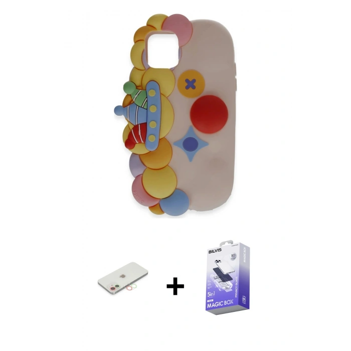MARSİLYAN™- iPhone 11 Kılıf Akış Yansıma - Siyah Bilvis 5in1 5D Magic Hayalet Cam Ekran Koruyucu + Yeşil Renkli Kamera Lens Koruma Cam