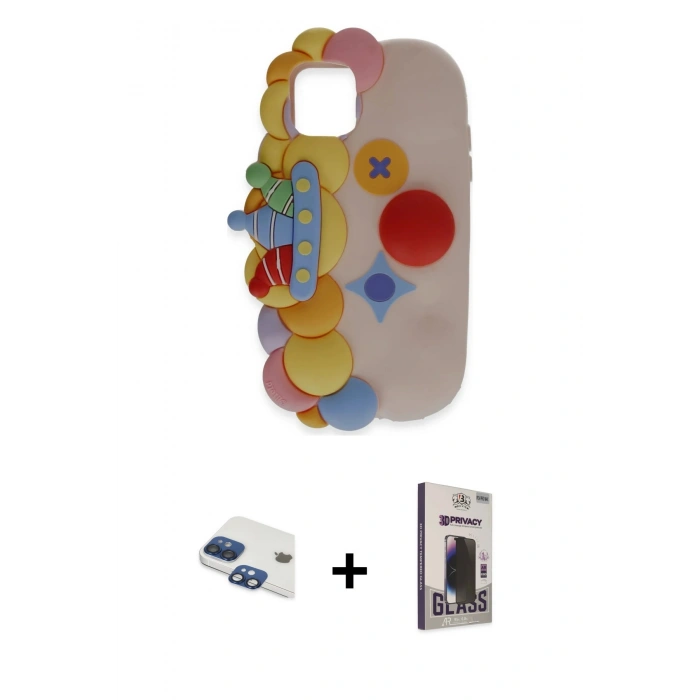 MARSİLYAN™- iPhone 11 Kılıf Akış Yansıma - Siyah Bilvis Hayalet Cam Ekran Koruyucu + Pers Alüminyum Kamera Lens - LT
