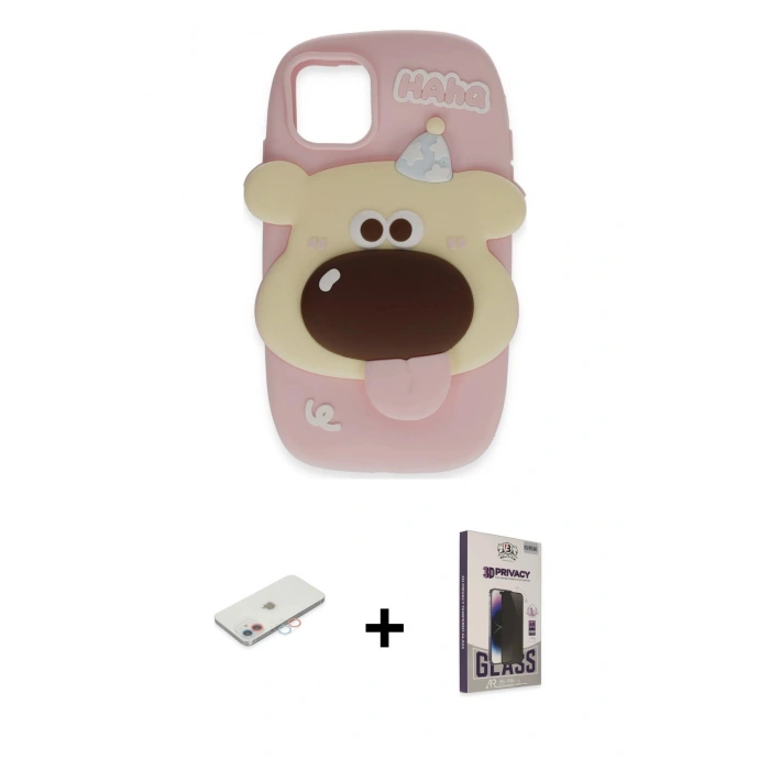 MARSİLYAN™- iPhone 11 Kılıf Akış Yansıma - Siyah Bilvis Hayalet Cam Ekran Koruyucu + Renkli Kamera Lens Koruma Cam - PE