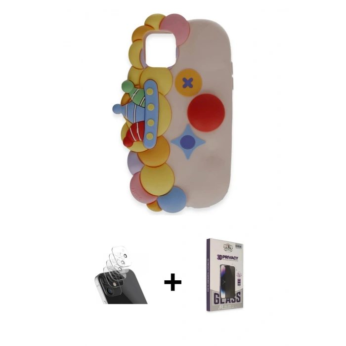 MARSİLYAN™- iPhone 11 Kılıf Akış Yansıma - Siyah Bilvis Hayalet Cam Ekran Koruyucu + Şeffaf Kamera Lens Koruma Cam