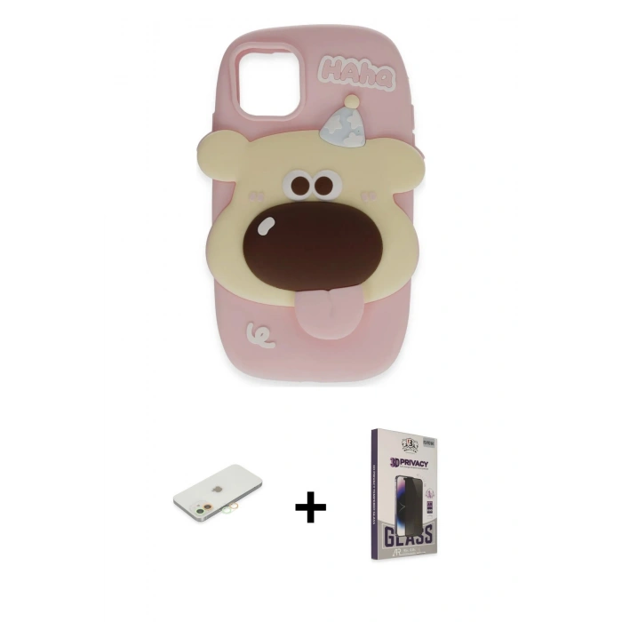 MARSİLYAN™- iPhone 11 Kılıf Akış Yansıma - Siyah Bilvis Hayalet Cam Ekran Koruyucu + Renkli Kamera Lens Koruma Cam - TU