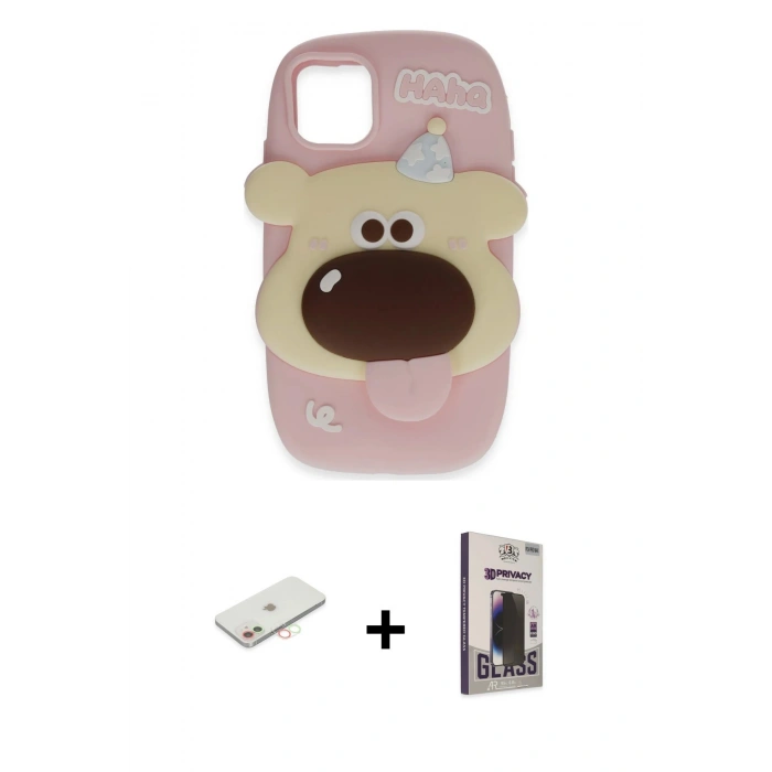 MARSİLYAN™- iPhone 11 Kılıf Akış Yansıma - Siyah Bilvis Hayalet Cam Ekran Koruyucu + Renkli Kamera Lens Koruma Cam - YL