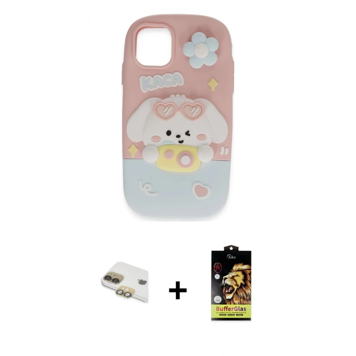 MARSİLYAN™- iPhone 11 Kılıf Akış Yansıma - Siyah Buffer Cam Ekran Koruyucu + Pers Alüminyum Kamera Lens - GD