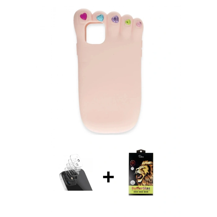 MARSİLYAN™- iPhone 11 Kılıf Akış Yansıma - Siyah Buffer Cam Ekran Koruyucu + Kamera Lens Koruma Cam - SF
