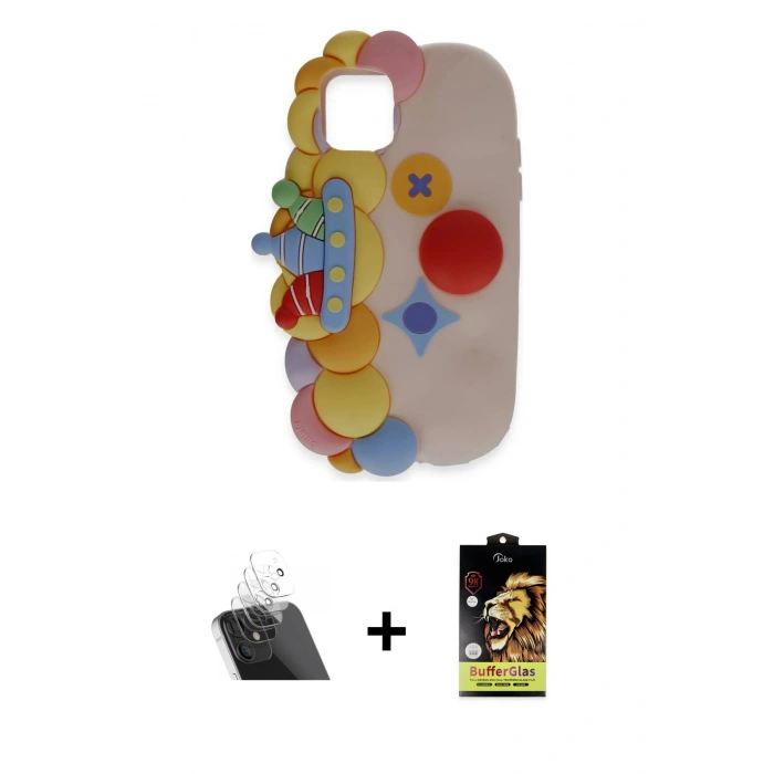 MARSİLYAN™- iPhone 11 Kılıf Akış Yansıma - Siyah Buffer Cam Ekran Koruyucu + Kamera Lens Koruma Cam - SF