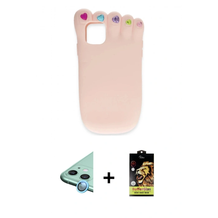 MARSİLYAN™- iPhone 11 Kılıf Akış Yansıma - Siyah Buffer Cam Ekran Koruyucu + Raze Metal Kamera Lens - MI