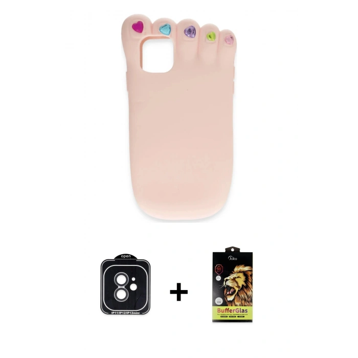 MARSİLYAN™- iPhone 11 Kılıf Akış Yansıma - Siyah Buffer Cam Ekran Koruyucu + PVD Metal Kamera Lens - SH
