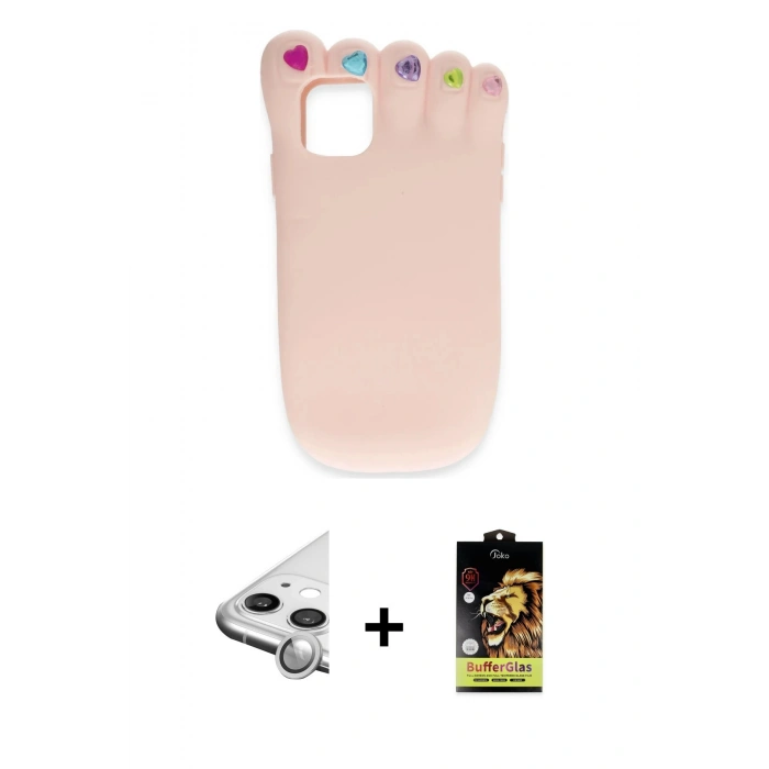 MARSİLYAN™- iPhone 11 Kılıf Akış Yansıma - Siyah Buffer Cam Ekran Koruyucu + Raze Metal Kamera Lens - GS