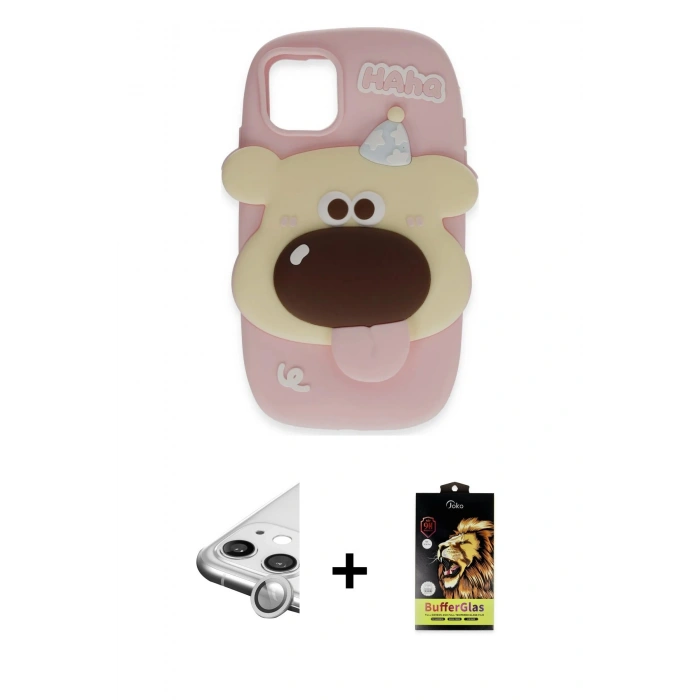 MARSİLYAN™- iPhone 11 Kılıf Akış Yansıma - Siyah Buffer Cam Ekran Koruyucu + Raze Metal Kamera Lens - GS