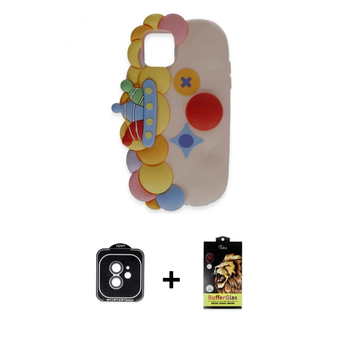 MARSİLYAN™- iPhone 11 Kılıf Akış Yansıma - Siyah Buffer Cam Ekran Koruyucu + PVD Metal Kamera Lens - YL