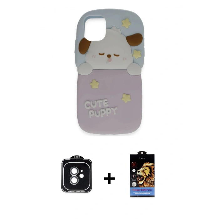MARSİLYAN™- iPhone 11 Kılıf Akış Yansıma - Siyah Buffer Hayalet Cam Ekran Koruyucu + PVD Metal Kamera Lens - YL