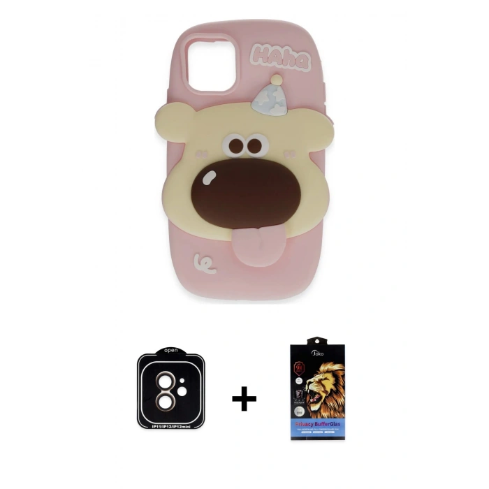 MARSİLYAN™- iPhone 11 Kılıf Akış Yansıma - Siyah Buffer Hayalet Cam Ekran Koruyucu + PVD Metal Kamera Lens - TU