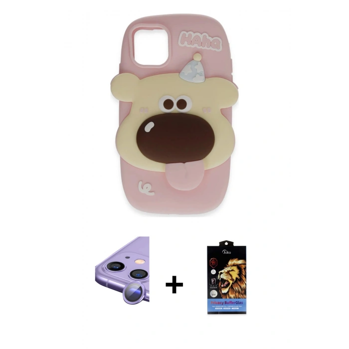MARSİLYAN™- iPhone 11 Kılıf Akış Yansıma - Siyah Buffer Hayalet Cam Ekran Koruyucu + Raze Metal Kamera Lens - MR