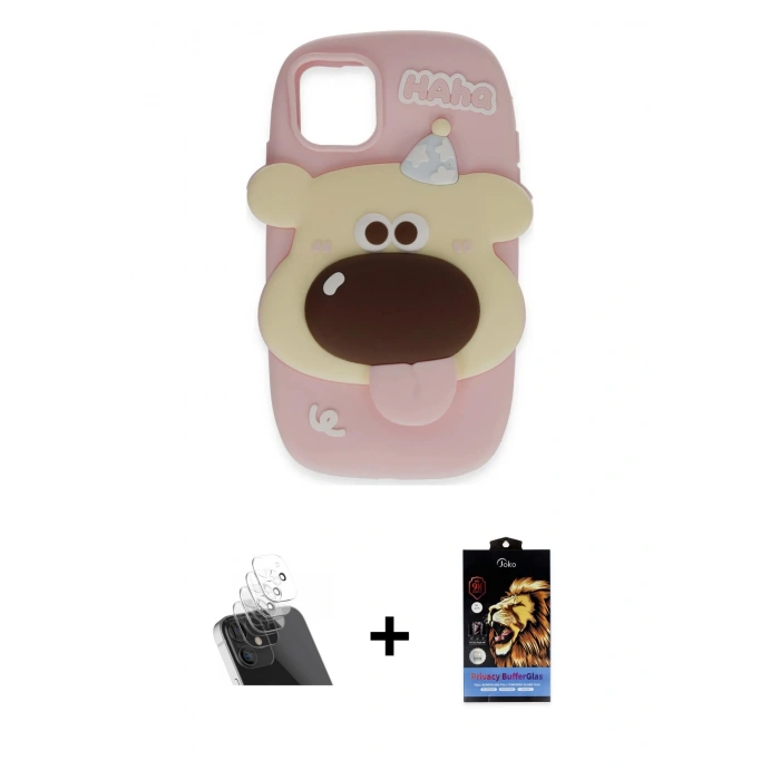 MARSİLYAN™- iPhone 11 Kılıf Akış Yansıma - Siyah Buffer Hayalet Cam Ekran Koruyucu + Kamera Lens Koruma Cam - SF