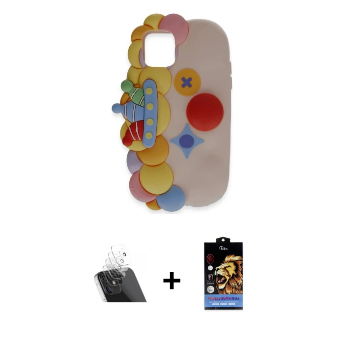 MARSİLYAN™- iPhone 11 Kılıf Akış Yansıma - Siyah Buffer Hayalet Cam Ekran Koruyucu + Kamera Lens Koruma Cam - SF