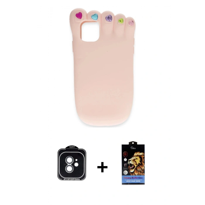MARSİLYAN™- iPhone 11 Kılıf Akış Yansıma - Siyah Buffer Hayalet Cam Ekran Koruyucu + PVD Metal Kamera Lens - YL