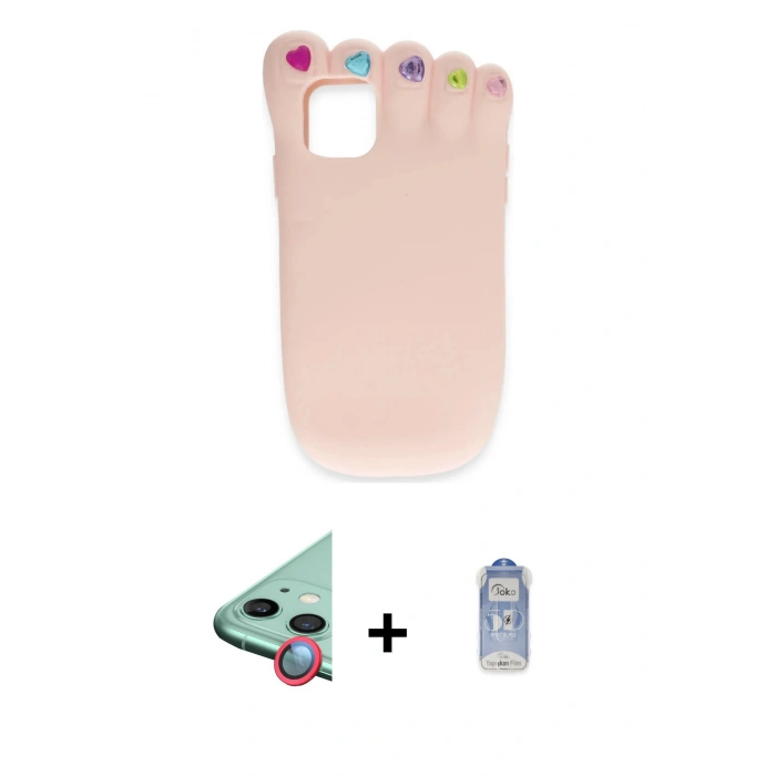 MARSİLYAN™- iPhone 11 Kılıf Akış Yansıma - Siyah Joko Magic 5D Cam + Raze Metal Kamera Lens - KI