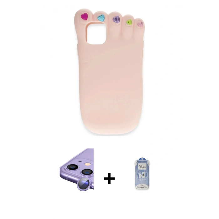 MARSİLYAN™- iPhone 11 Kılıf Akış Yansıma - Siyah Joko Magic 5D Cam + Raze Metal Kamera Lens - MR