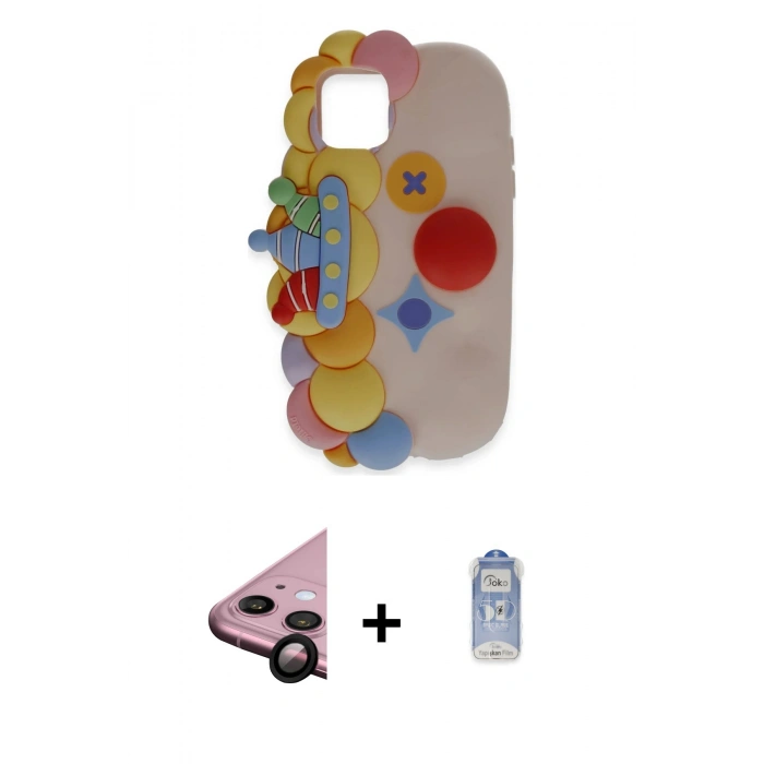 MARSİLYAN™- iPhone 11 Kılıf Akış Yansıma - Siyah Joko Magic 5D Cam + Raze Metal Kamera Lens - SH