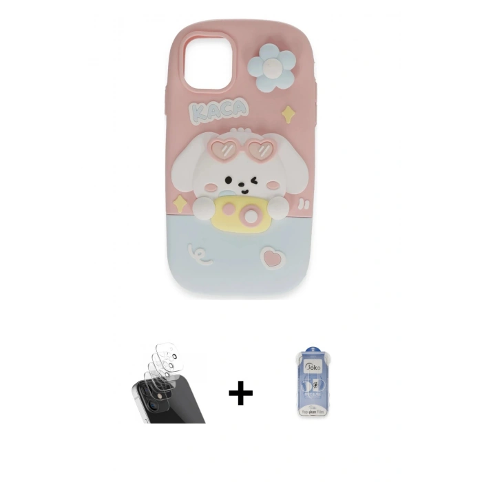 MARSİLYAN™- iPhone 11 Kılıf Akış Yansıma - Siyah Joko Magic 5D Cam + Kamera Lens Koruma Cam - SF