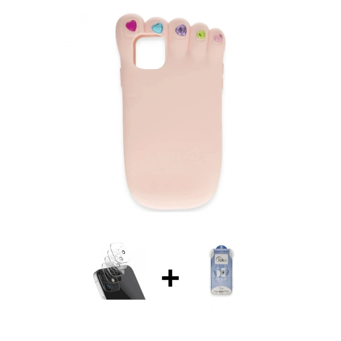 MARSİLYAN™- iPhone 11 Kılıf Akış Yansıma - Siyah Joko Magic 5D Cam + Kamera Lens Koruma Cam - SF