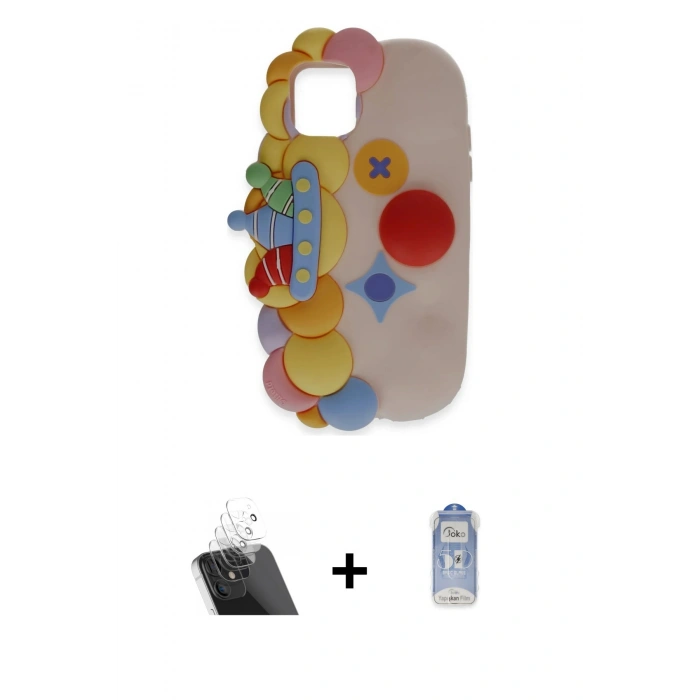 MARSİLYAN™- iPhone 11 Kılıf Akış Yansıma - Siyah Joko Magic 5D Cam + Kamera Lens Koruma Cam - SF