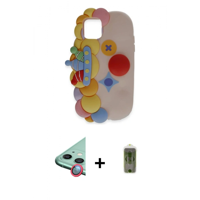 MARSİLYAN™- iPhone 11 Kılıf Akış Yansıma - Siyah Joko Magic 5D Hayalet Cam + Raze Metal Kamera Lens - KI