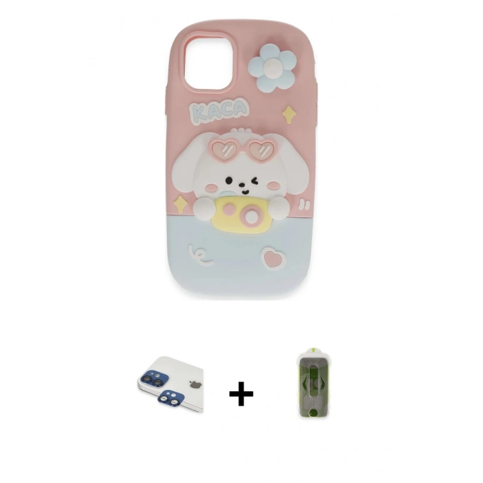 MARSİLYAN™- iPhone 11 Kılıf Akış Yansıma - Siyah Joko Magic 5D Hayalet Cam + Lacivert Pers Alüminyum Kamera Lens