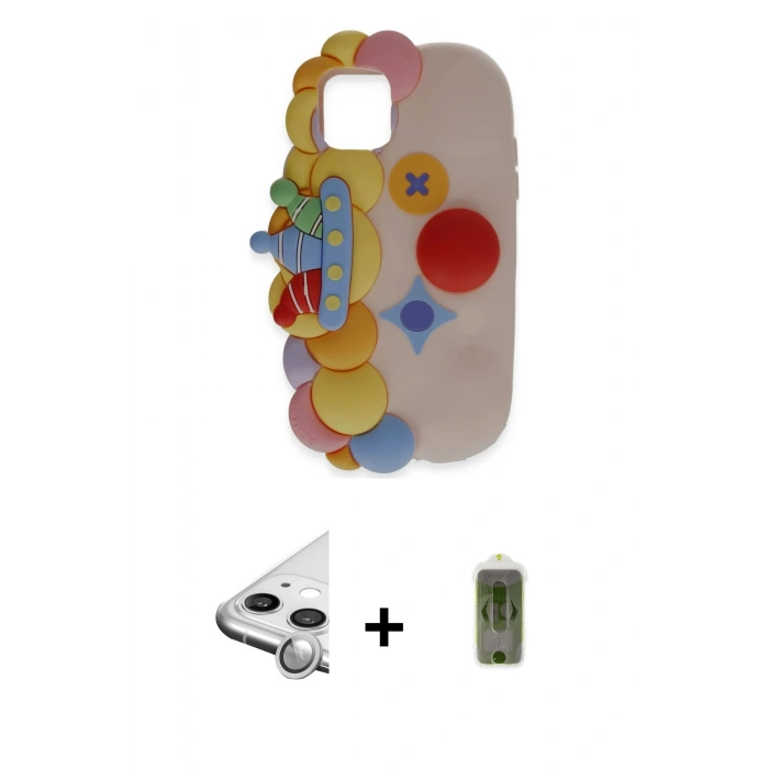 MARSİLYAN™- iPhone 11 Kılıf Akış Yansıma - Siyah Joko Magic 5D Hayalet Cam + Raze Metal Kamera Lens - GS