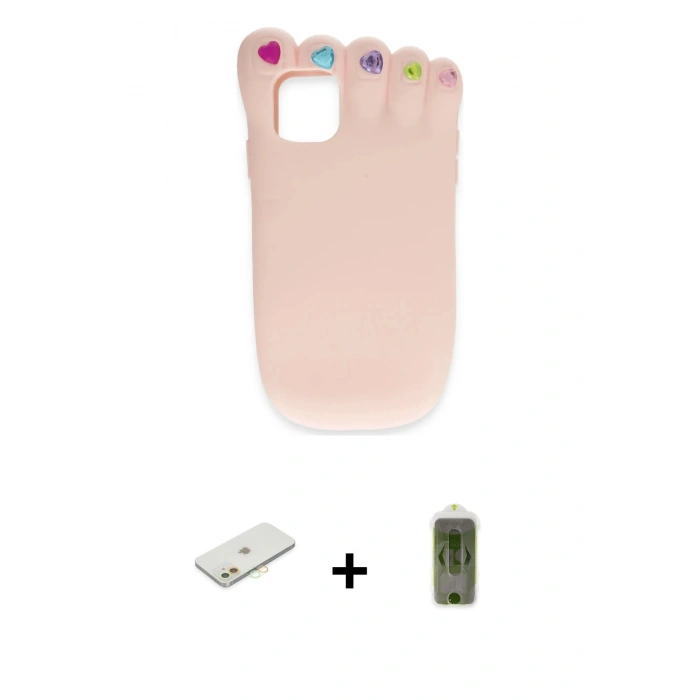 MARSİLYAN™- iPhone 11 Kılıf Akış Yansıma - Siyah Joko Magic 5D Hayalet Cam + Renkli Kamera Lens Koruma Cam - TU