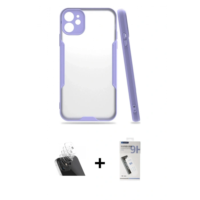 MARSİLYAN™- iPhone 11 Kılıf Atlas Asil Serisi - Şeffaf Uv Polymer Nano Ekran Koruyucu + Kamera Lens Koruma Cam - SF