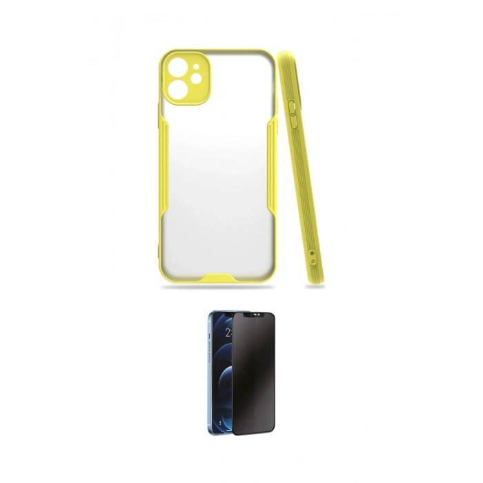 MARSİLYAN™- iPhone 11 Kılıf Atlas Asil Serisi - Siyah 3D Antistatik Hayalet Cam Ekran Koruyucu
