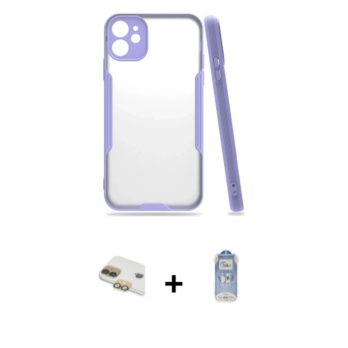 MARSİLYAN™- iPhone 11 Kılıf Atlas Asil Serisi - Siyah Joko Magic 5D Cam + Pers Alüminyum Kamera Lens - GD