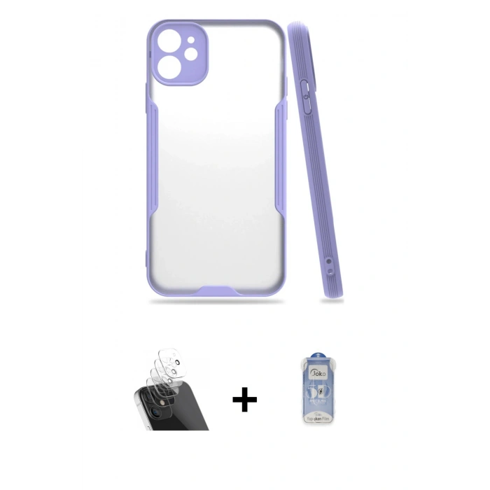 MARSİLYAN™- iPhone 11 Kılıf Atlas Asil Serisi - Siyah Joko Magic 5D Cam + Kamera Lens Koruma Cam - SF
