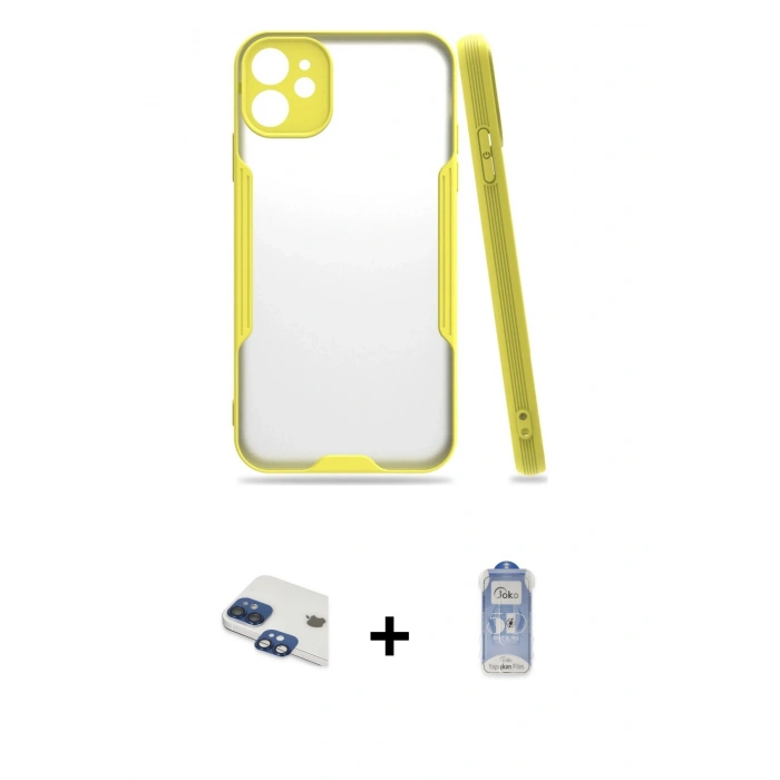 MARSİLYAN™- iPhone 11 Kılıf Atlas Asil Serisi - Siyah Joko Magic 5D Cam + Pers Alüminyum Kamera Lens - LT