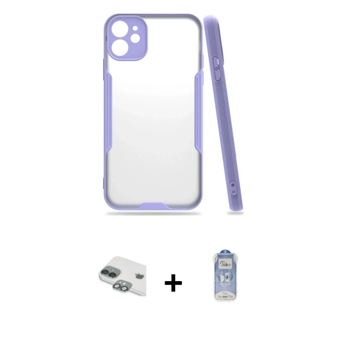 MARSİLYAN™- iPhone 11 Kılıf Atlas Asil Serisi - Siyah Joko Magic 5D Cam + Pers Alüminyum Kamera Lens - YL