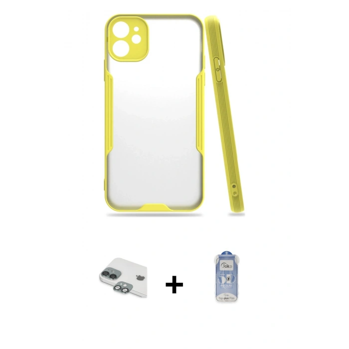 MARSİLYAN™- iPhone 11 Kılıf Atlas Asil Serisi - Siyah Joko Magic 5D Cam + Pers Alüminyum Kamera Lens - YL